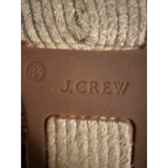 J.Crew Red Stripe Espadrilles Raffia Parrot Palm Tree Flats Vacation Cruise 8,5 - Picture 9 of 9